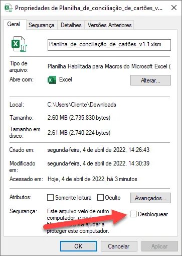 A Microsoft bloqueou a execução de macros porque a origem deste arquivo não é confiável