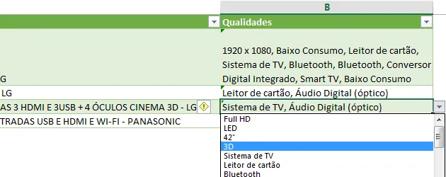 Adicionar itens a partir de uma lista de validação