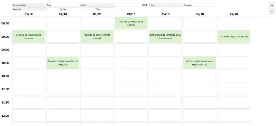 planilha agenda excel