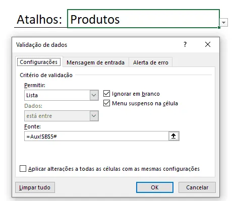 atalhos menu suspenso 3