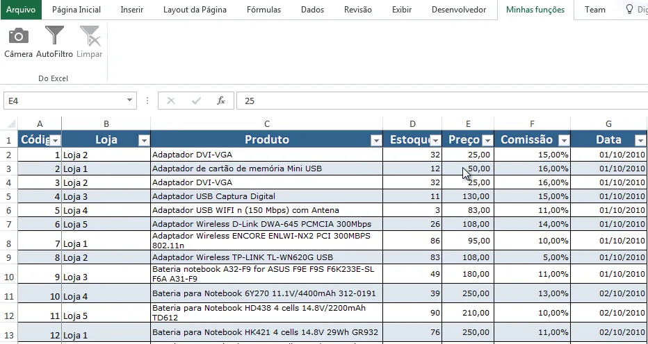AutoFiltro no Excel