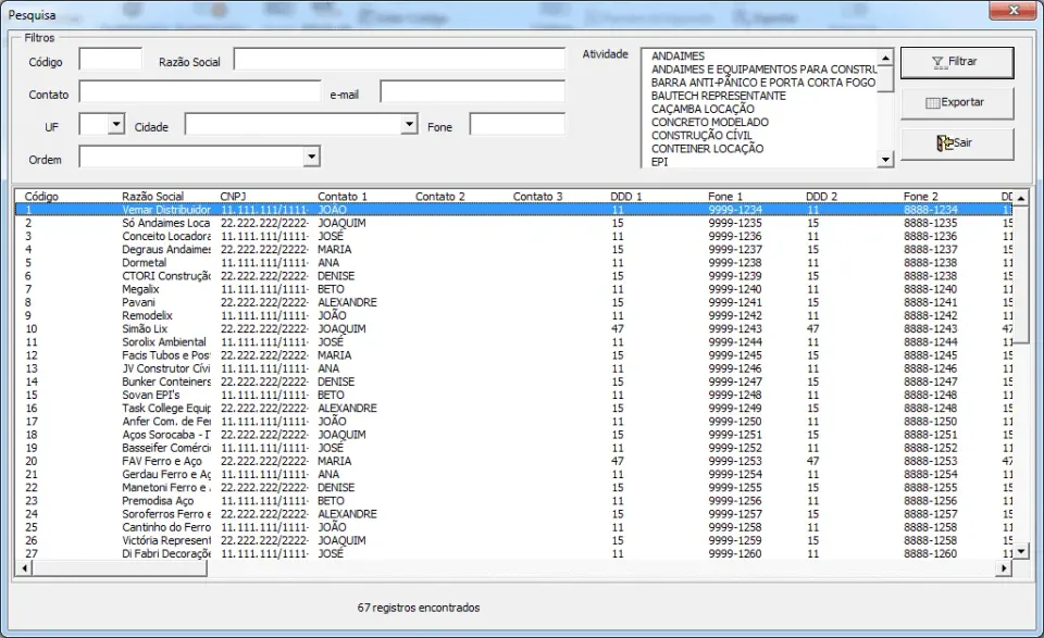 Cadastro de fornecedores Excel planilha 3