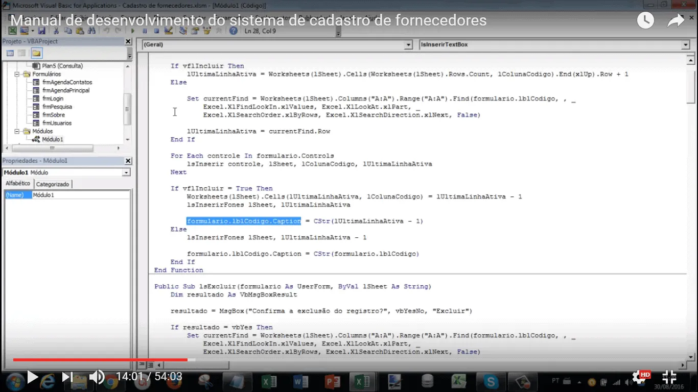 Cadastro de fornecedores manual