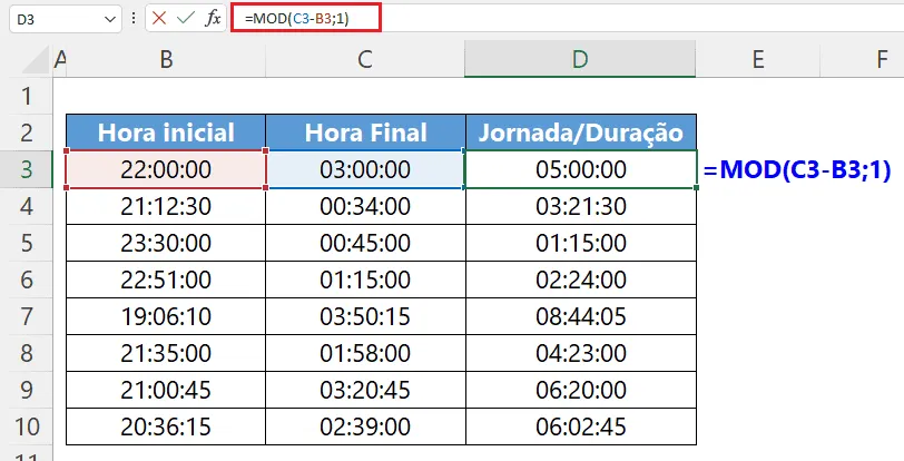 horas noturnas excel 2