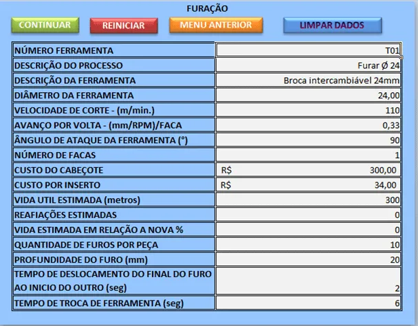 Cálculo de custos usinagem 4