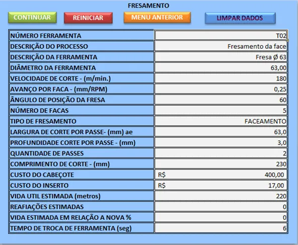 Cálculo de custos usinagem 5