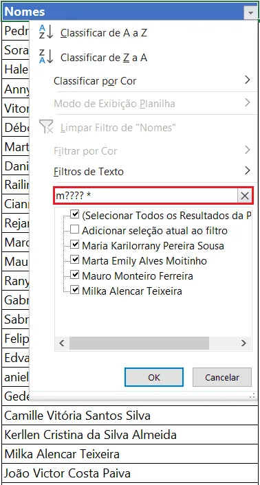 Caracteres curingas no Excel e suas aplicações