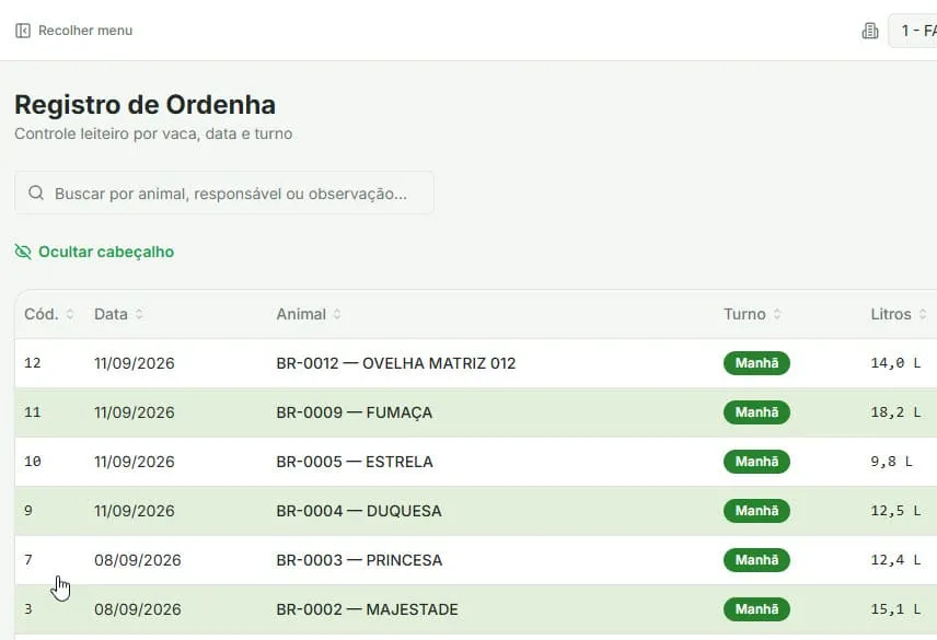 ordenhas controle agrocontrol