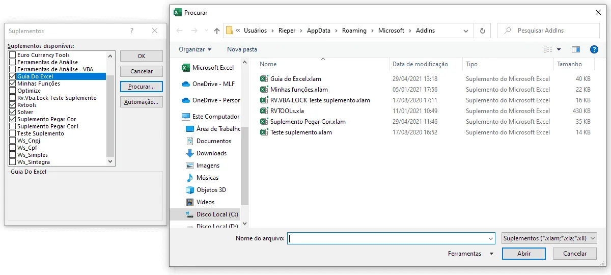 como ativar suplementos no excel 3