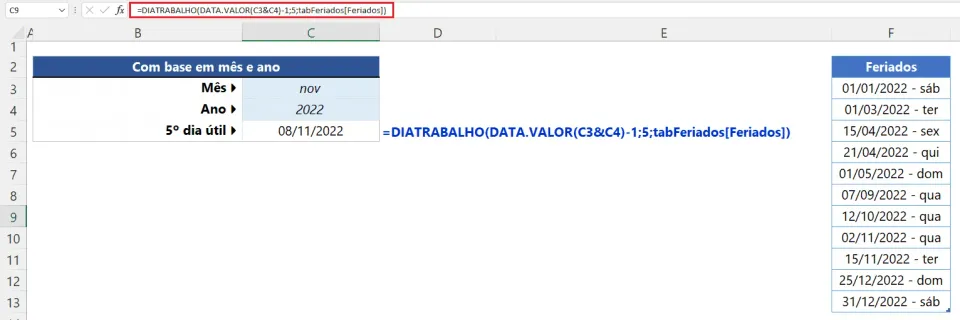 quinto dia útil excel 4