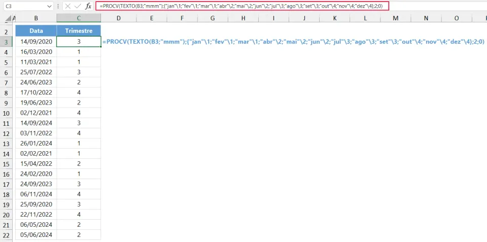 trimestre data excel 10