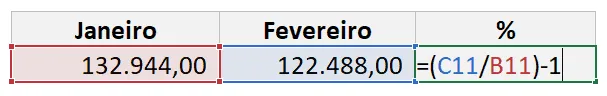 Como calcular porcentagem no Excel 16