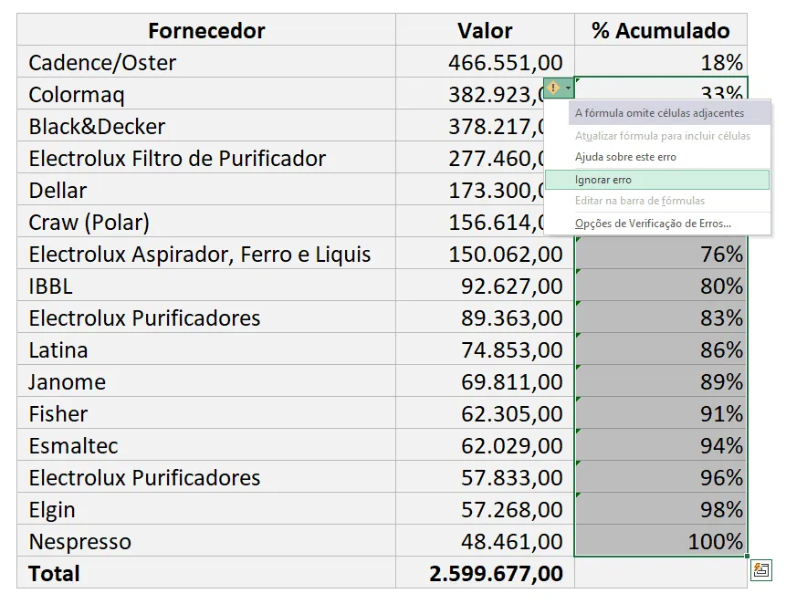 Como calcular porcentagem no Excel 30