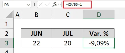 variação percentual no excel 4