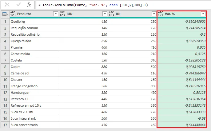percentual power query 3