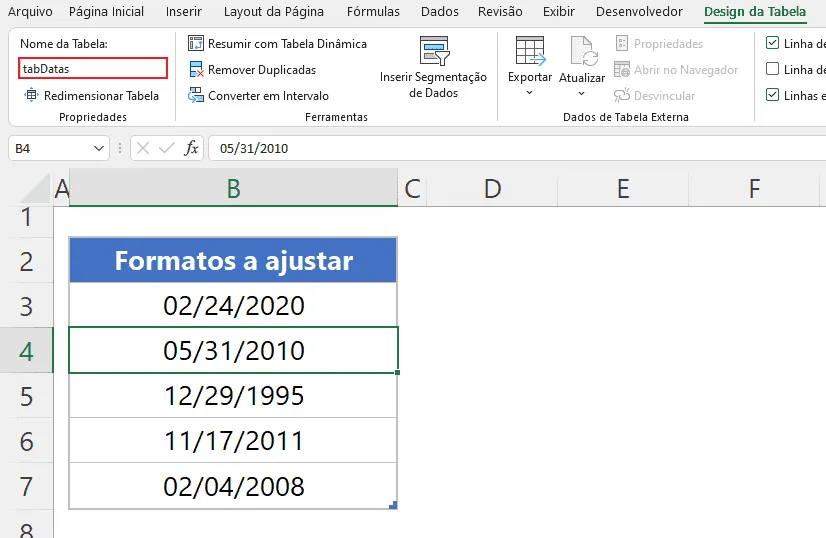 converter data americana excel 10