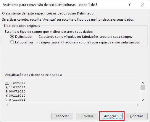 texto para data Excel 8