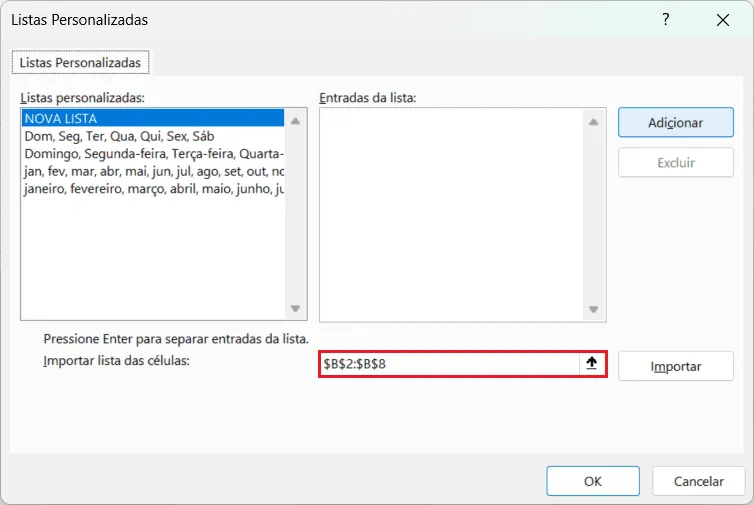 Como Criar Listas Personalizadas no Excel 4