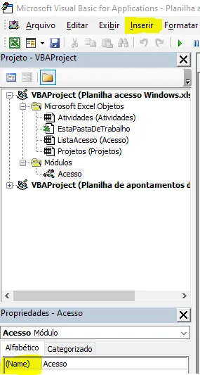 Como criar um login de acesso na planliha 4