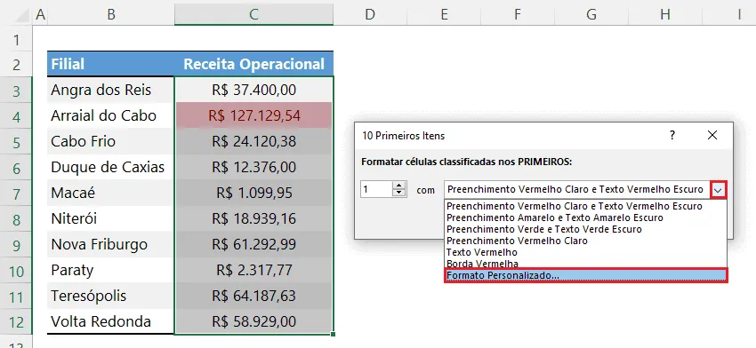 Como destacar o maior e menor valores com formatação automática no Excel Tutorial 6