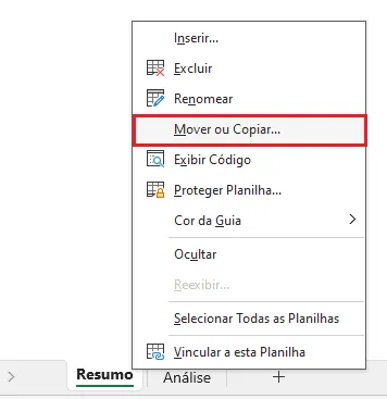 Como Duplicar uma Aba no Excel 4