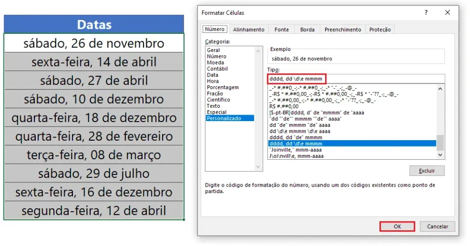 Como Exibir Datas no Excel por Extenso 15
