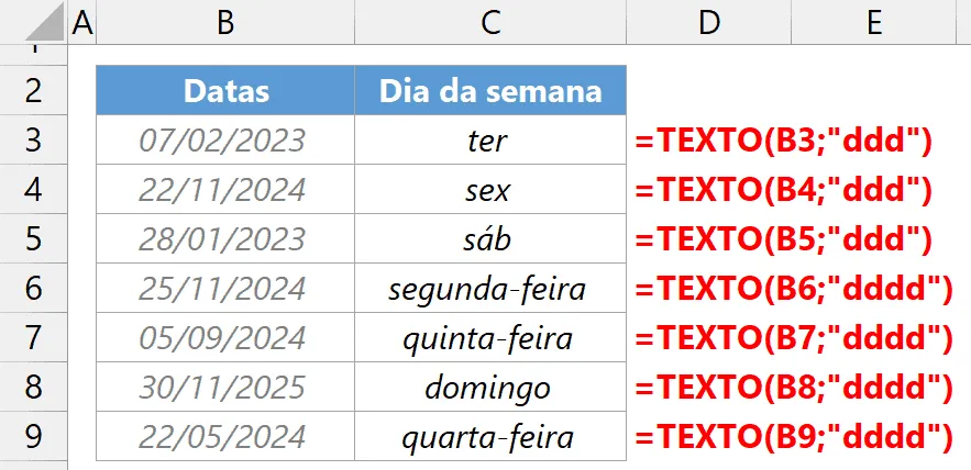 Nome do Dia da Semana 4
