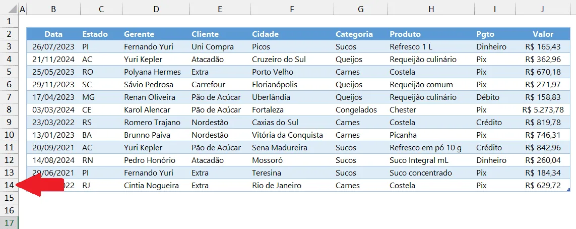 expandir redimensionar tabelas no Excel