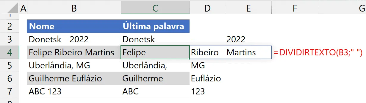 primeira palavra excel 4