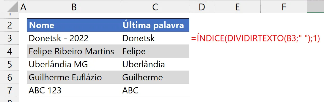 primeira palavra excel 5