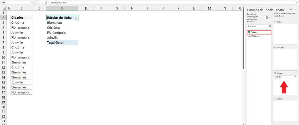 Valores sem Repetição no Excel 6