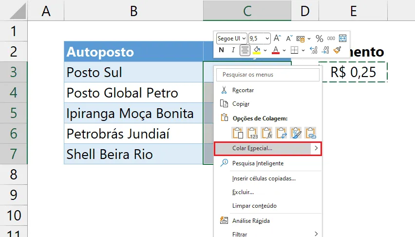 Como fazer colagem especial com operação matemática no Excel 4