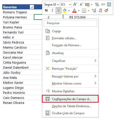Como fazer um ranking numerado com tabela dinâmica no Excel 13