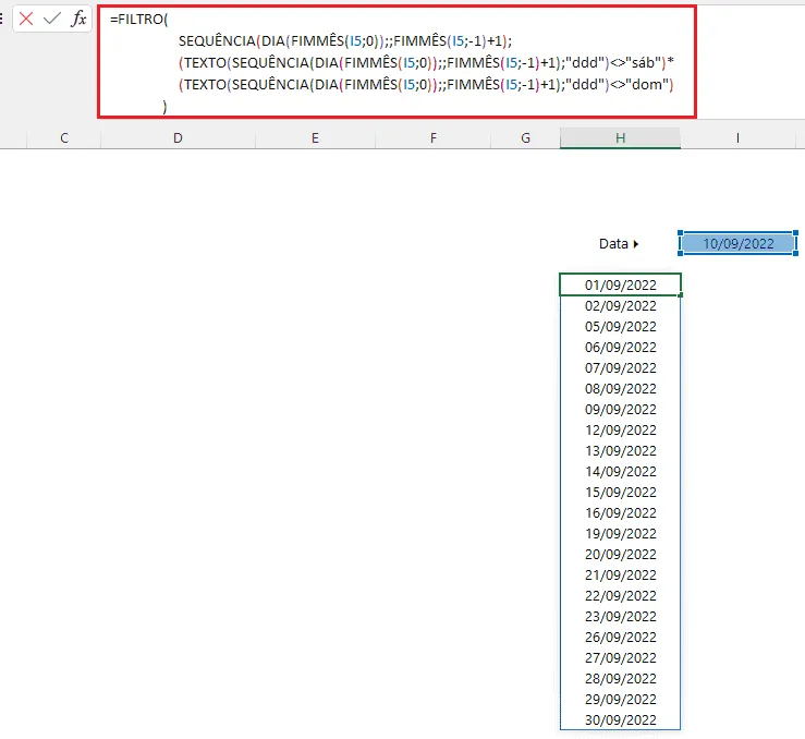 Como gerar apenas os dias úteis do mês no Excel 15