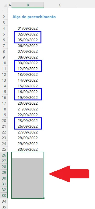 Como gerar apenas os dias úteis do mês no Excel 4