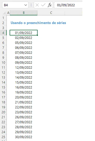 Como gerar apenas os dias úteis do mês no Excel 9