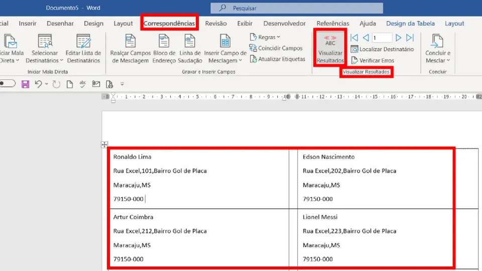 mala direta etiqueta excel