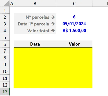 gerar parcelas excel 1