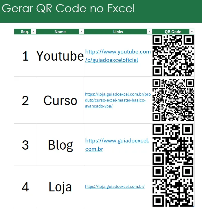 qr code no excel