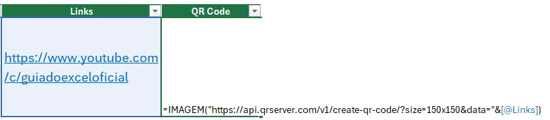 qr code no excel