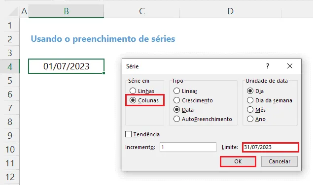 Como gerar todas as datas do mês no Excel 6