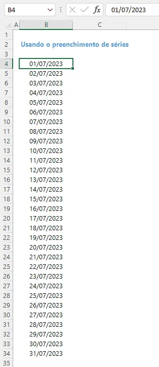 Como gerar todas as datas do mês no Excel 7