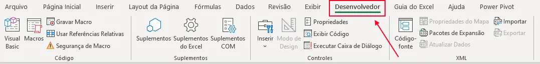 Como habilitar a guia desenvolvedor no Excel 4