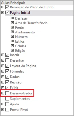 desenvolvedor excel