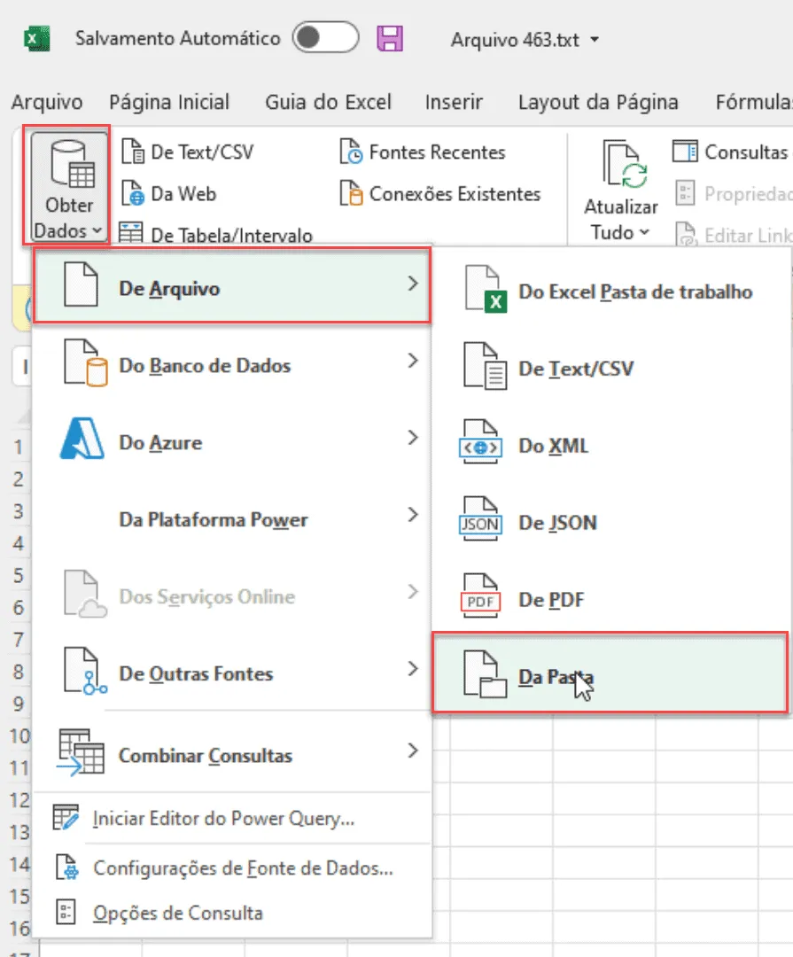 relatório texto excel 10