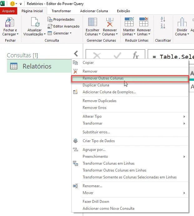 relatório texto excel 13