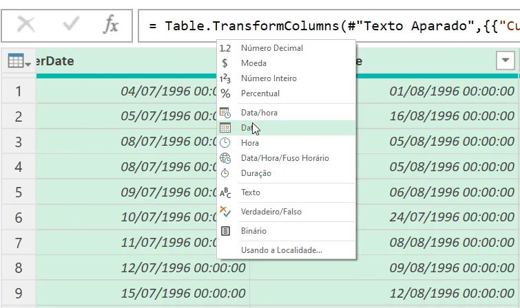 relatório texto excel 16