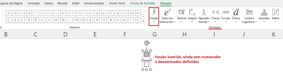 Como inserir equações e símbolos no Excel 8