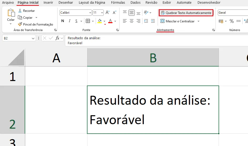 quebra de linha excel 4