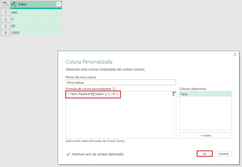 zeros a esquerda power query 6